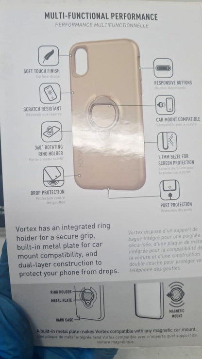 Skech Vortex Protective Case for iPhone X XS Ring Holder and Car Mount Champagne