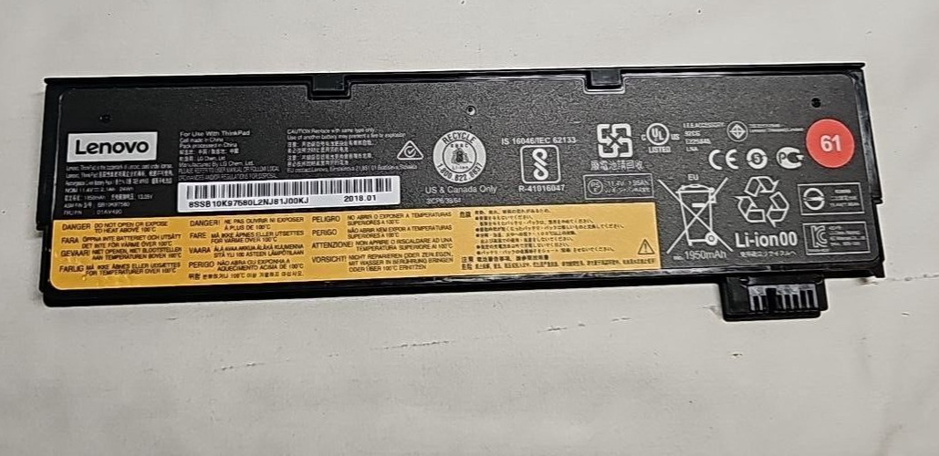 Lenovo SB10K97580 Laptop Battery for ThinkPad T470 T480 T570 T580 P51s P52s OEM