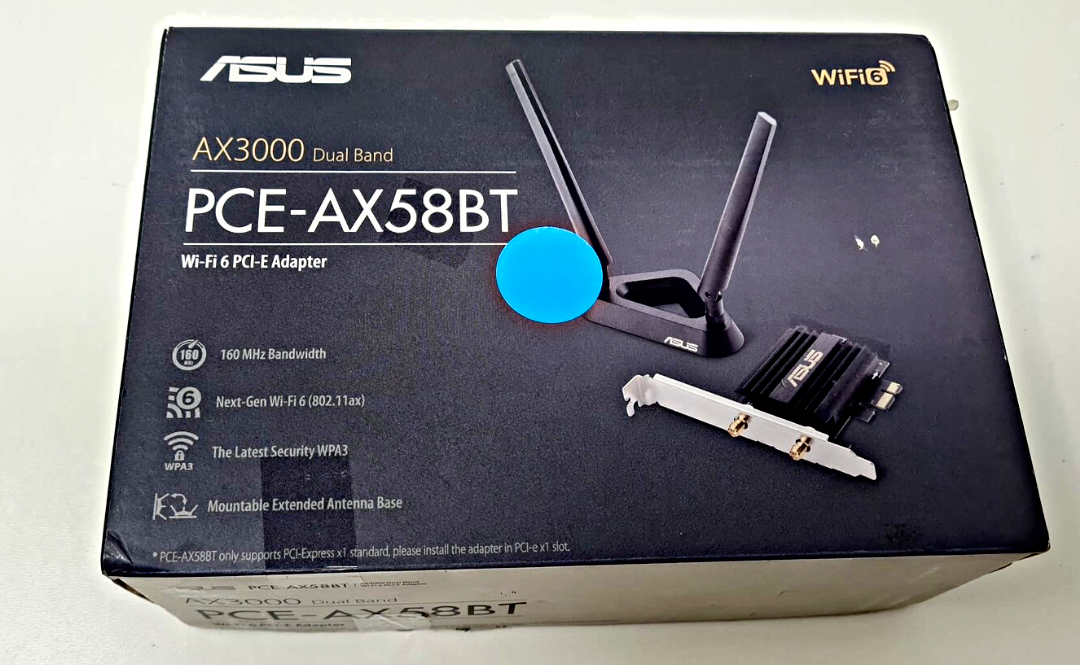 Asus PCE-AX58BT Dual Band WiFi 6 PCI-E 802.11ax Adapter 2 Antennas Bluetooth 5.0