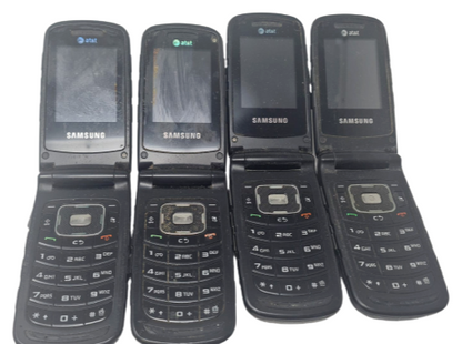 4 Lot of Samsung Rugby II 2 SGH-A847 Black Cell Phone Flip for Replacement Parts