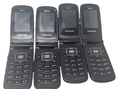 4 Lot of Samsung Rugby II 2 SGH-A847 Black Cell Phone Flip for Replacement Parts