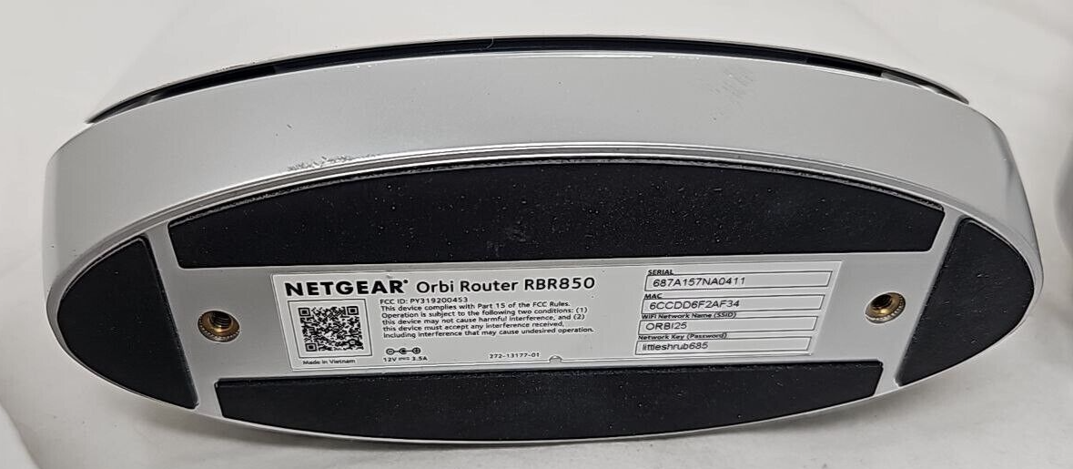 Netgear Orbi RBR850 WiFi 6 Router Satellite System Tri Band AX6000 Mesh READ