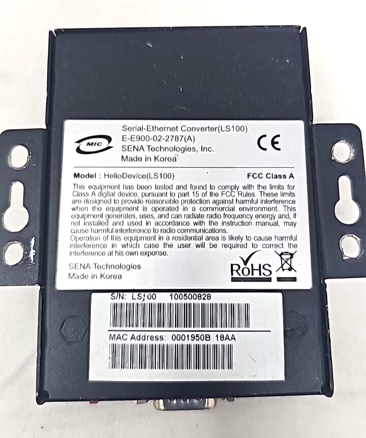 Sena LS100 Hello Device Serial Ethernet Converter Server Network Connects RS-232