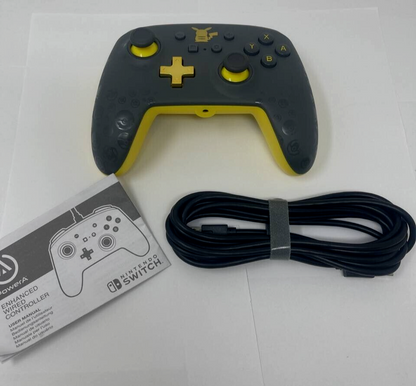 Pokemon Pikachu PowerA Enhanced Wired Controller Joystick Nintendo Switch Gray Y