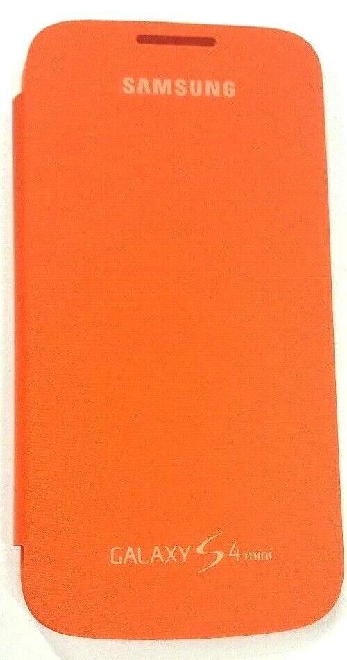 Orange Flip Door Cover Folio Case For Samsung Galaxy S4 Mini i9190 i257 i9195