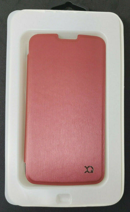 XQISIT Red Coral Flap Beauty Case Folio Book Cover Adour For LG K4 Clear Back