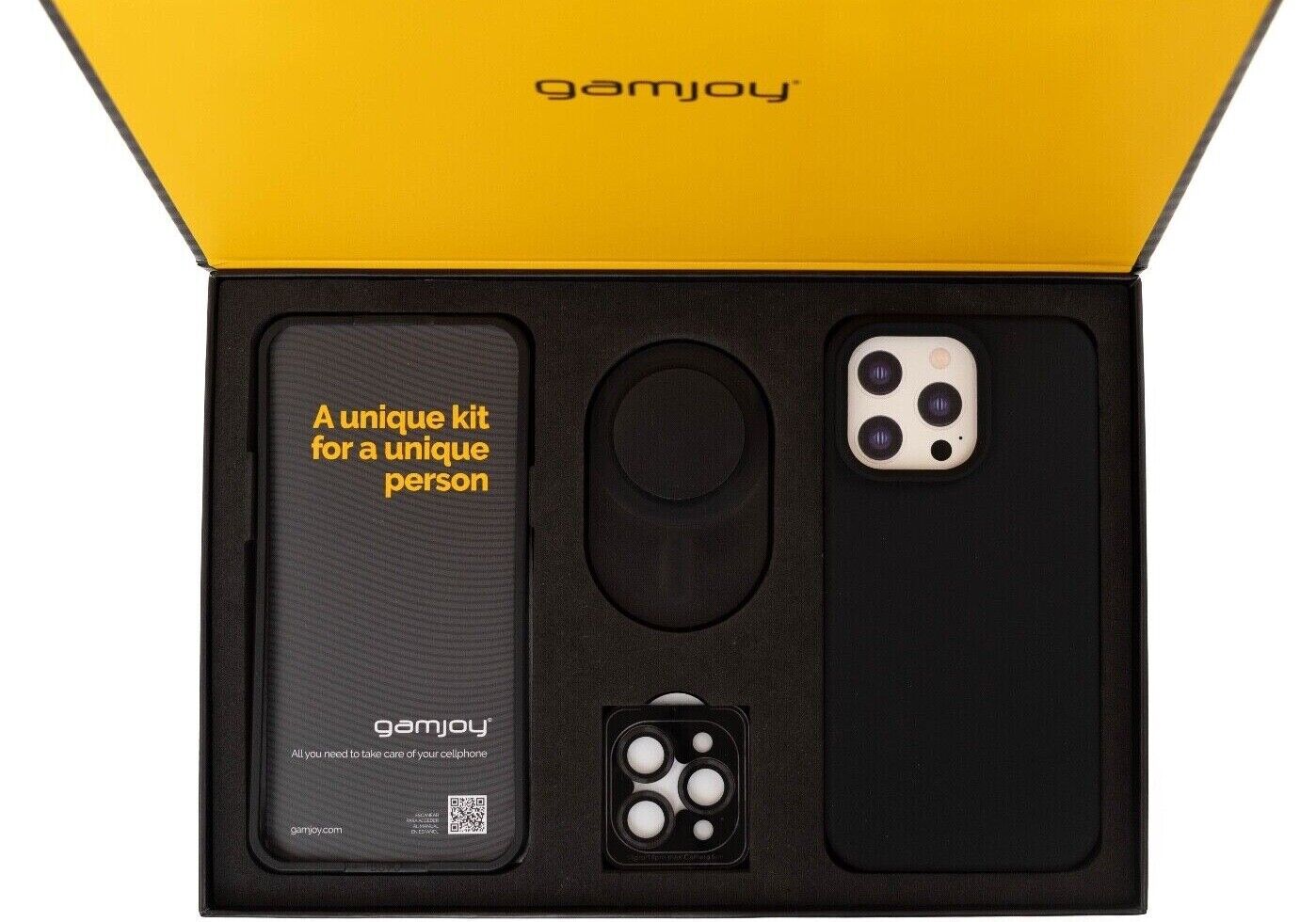 Gamjoy Case Grip Tempered Glass Camera Protector Kit iPhone 15 Pro Max GIFT BOX