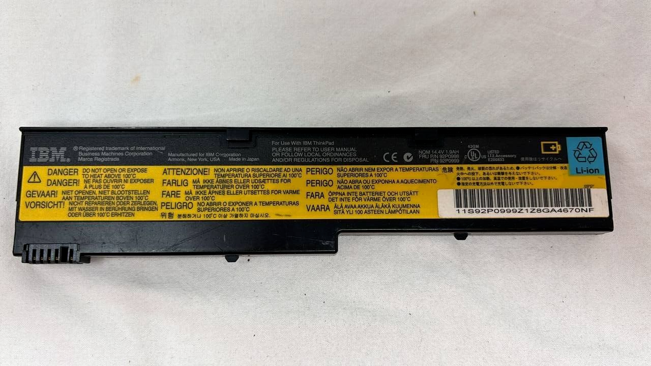 Original Laptop Battery IBM 92P0998 For Lenovo ThinkPad X40 X41 1800mAh 14.8V