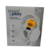 Tzumi Soundplay Wireless Over Ear Headphones HD Stereo Sound Foldable READ White