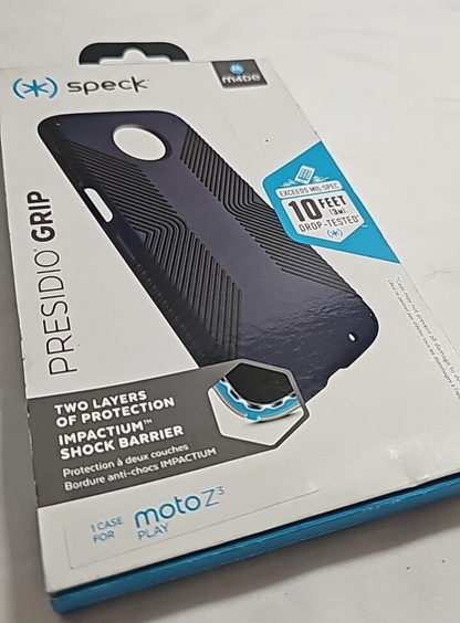 Speck Presidio Grip Rugged Case for Moto Z3 & Z3 Play XT1929 Eclipse Blue Carbon