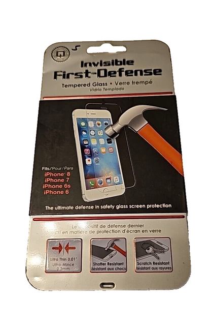 Qmadix First Defense Screen Protector Tempered Glass for Apple iPhone 6 6s 7 8