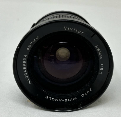 Vivitar 28mm f2.5 Auto Wide Angle Camera Lens Manual Focus for Nikon F 44100