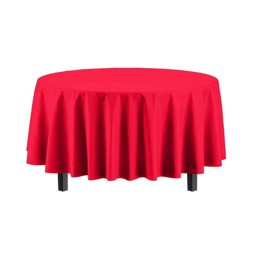 12 LOT Exquisite Premium Red Plastic Tablecloth Table cover Disposable 84" Round