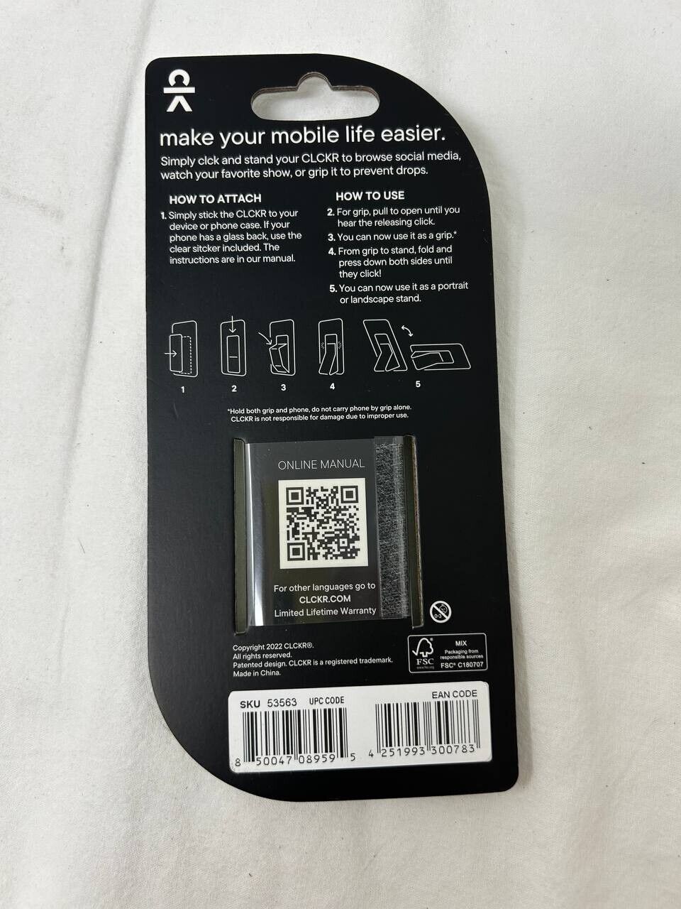 CLCKR Phone Grip Stand Adhesive Holder for iPhone 14 13 12 Samsung S22 Floral