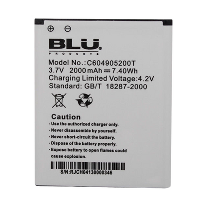 Battery C604905200T 2000mAh For BLU DASH 4.5 D310 Sport S430L S430i OEM New