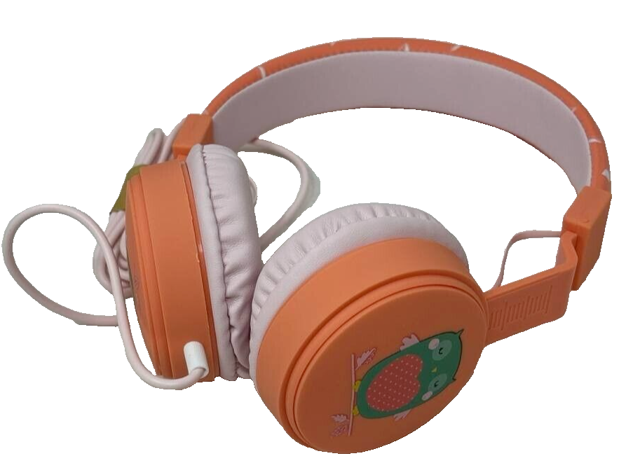 Kids Headphones Wired Olive the Owl Foldable Audio Volume Limited 3.5mm Orange