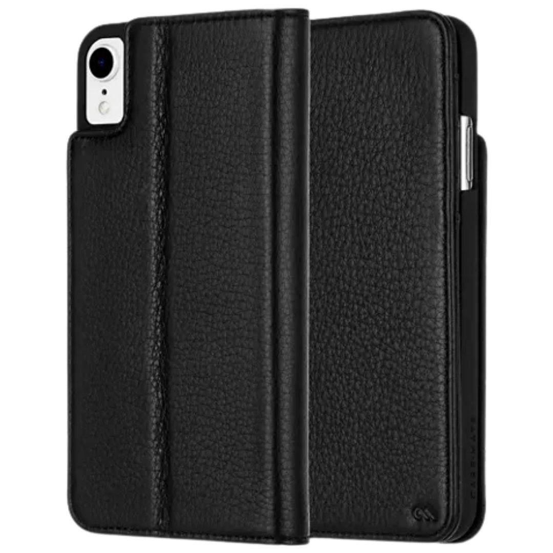 Case Mate Genuine Leather Wallet Folio Case for iPhone XR with Kickstand Black