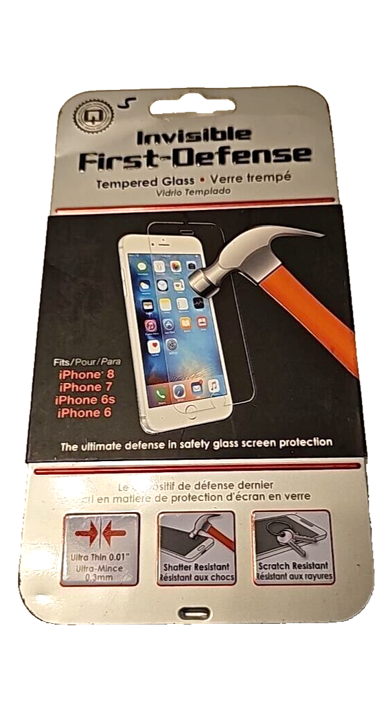 Qmadix First Defense Screen Protector Tempered Glass for Apple iPhone 6 6s 7 8