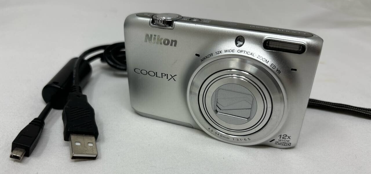 Nikon Coolpix S6500 16 MP Digital Camera 12x Optical Zoom Built In WiFi Silver