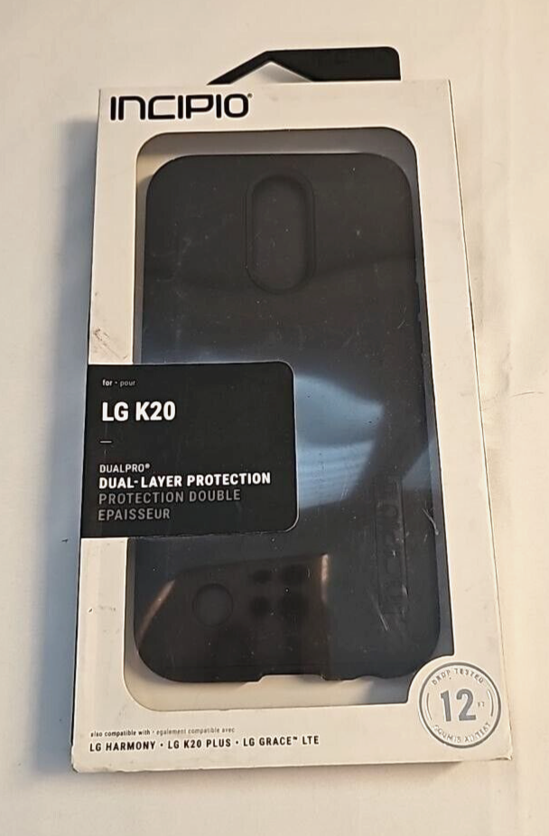 2 Lot Incipio Octane Hard Case for LG K20 Plus Harmony Grace LTE Black Clear