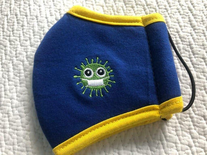 Blue & Yellow Small Face Mask For Kids Mouth Cover Washable Adjustable
