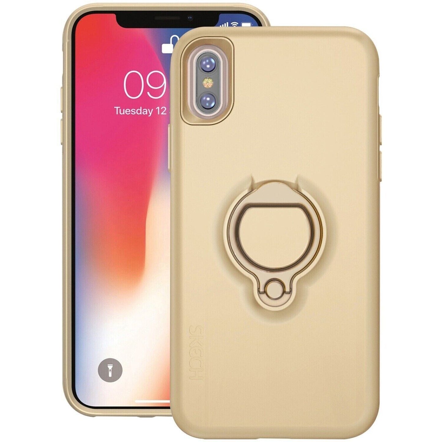 Skech Vortex Protective Case for iPhone X XS Ring Holder and Car Mount Champagne