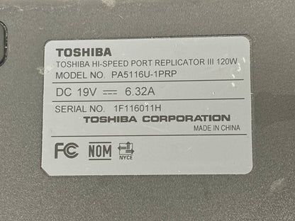 Toshiba Hi-Speed Port Replicator III 120W PA5116U-1PRP USB HDMI VGA 3 USB Ports