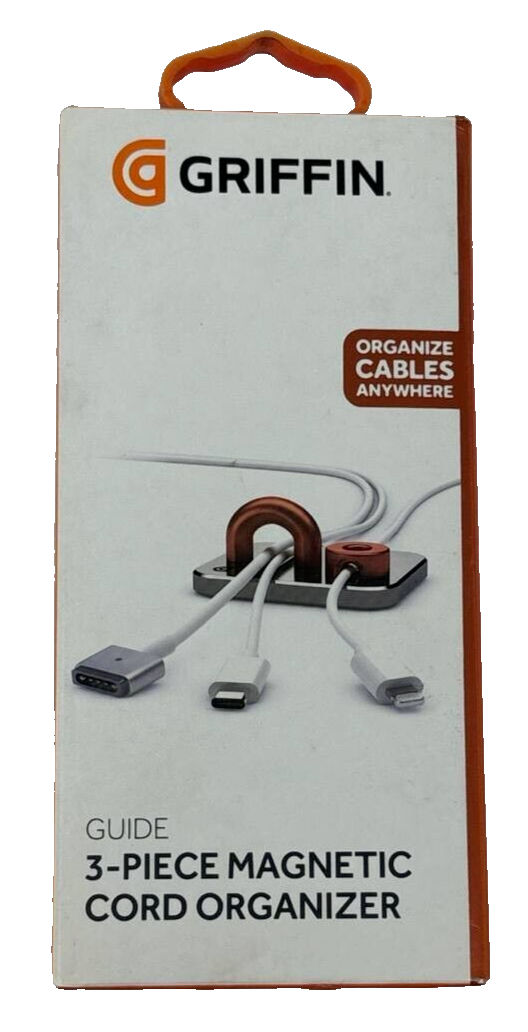 Griffin Guide 3 Piece Magnetic Base Cord Hook Cable Organizer Neat Office Desk