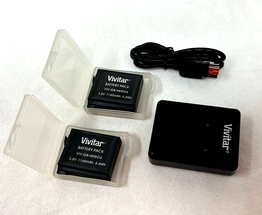 Vivitar Dual Li-ion Recharge Battery and Charger for GoPro AHDBT-401 AHBBP-401