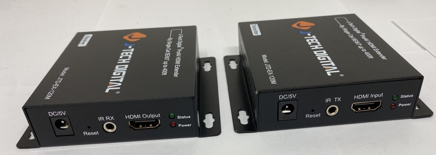 2X J-Tech Digital ProAV HDMI Extender Over TCP IP Ethernet Single Cat 5E 6 7