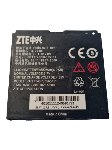 Battery LI3717T43P3H565751 Fits ZTE Warp N860 Anthem N910 V889D U880E Original