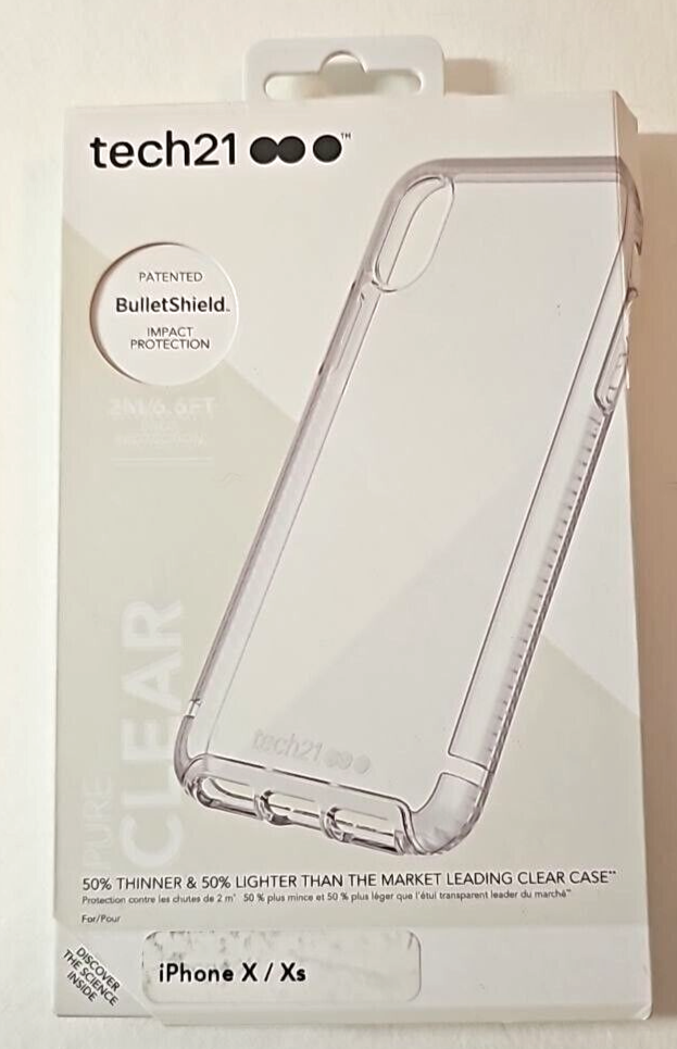 Tech21 Pure Clear Protective Case for Apple iPhone X XS Transparent Cover OEM