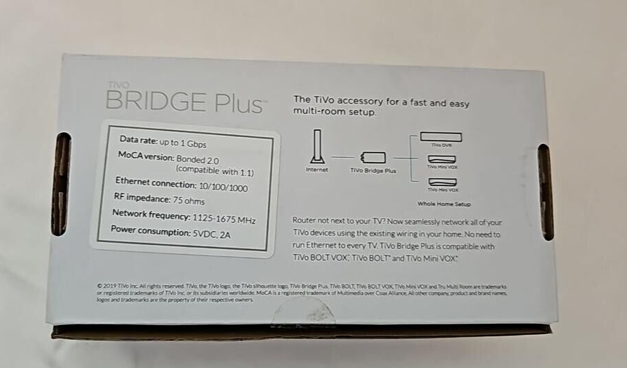 TiVo Bridge Plus MoCA  Gigabit Network Adapter Ethernet Over Coax ECB6200