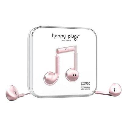 Happy Plugs Deluxe Earbuds 7827 In Ear Wired Handsfree Headphones Pink 3.5mm Box