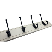 Hooks 27in White Rail with 5 Matte Black Hooks Wall Mount Storage Organization