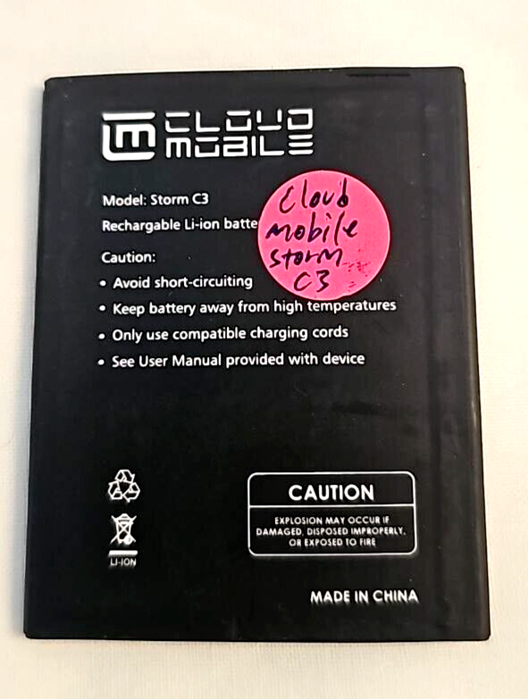 Battery for Cloud Mobile Storm C3 2000mAh OEM Replacement Phone Li-Ion