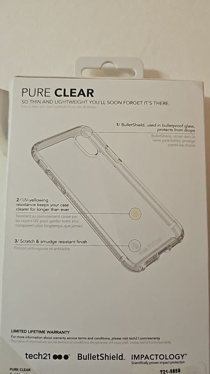 Tech21 Pure Clear Protective Case for Apple iPhone X XS Transparent Cover OEM