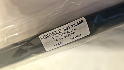 Hafele Aluminum Oval Wardrobe Tube Rod with Supports 23 3/4" Black Organizer
