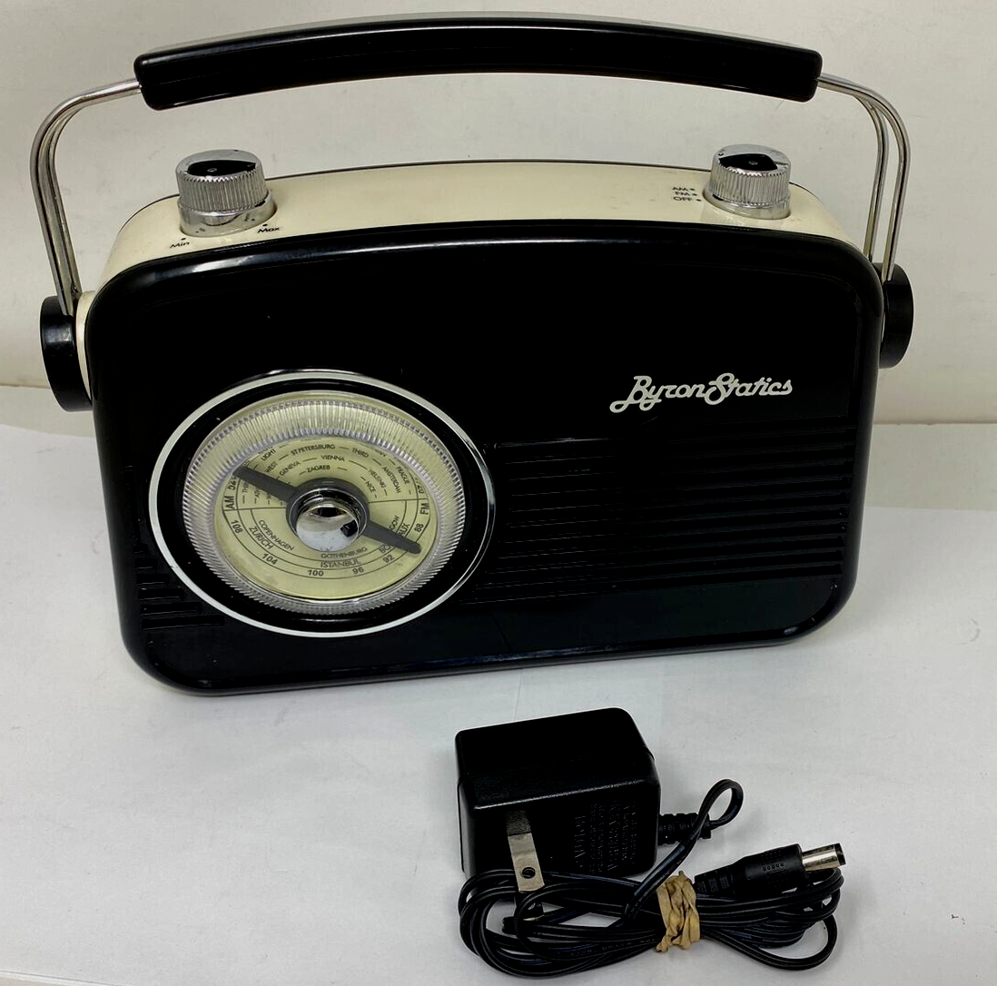 ByronStatics AM66 Portable Vintage Radio AM FM Small Retro Black Analog 4W MINT