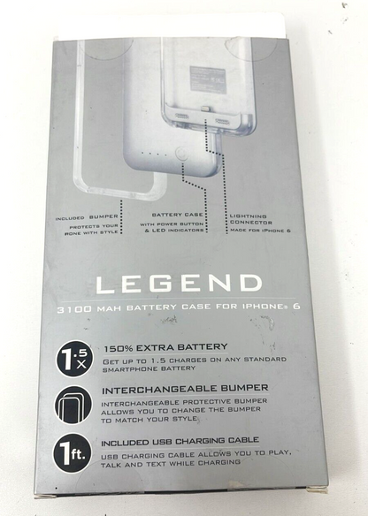 Lifeworks Legend 3100 mAh External Battery Charging Case IPhone 6 6s Silver