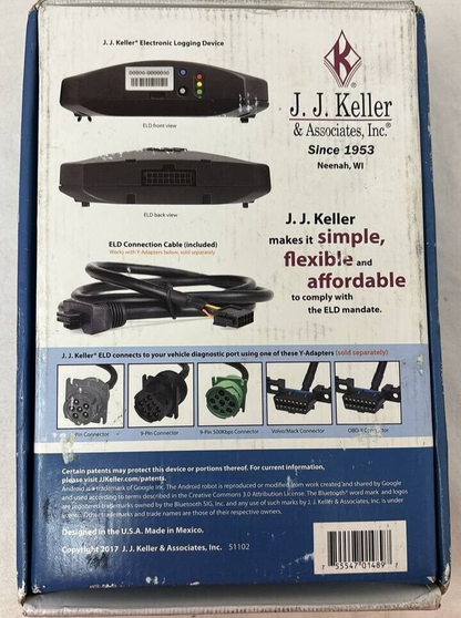 J.J. Keller ELD ELog Electronic Logging Device Driver Friendly for Mobile Phone