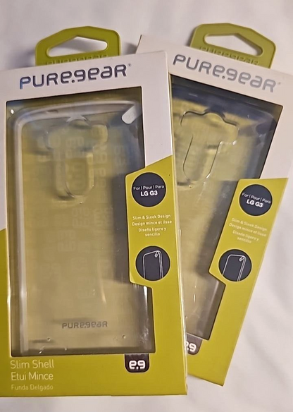 Lot of 2 Puregear Slim Shell Impact Cases for LG G3 Clear Slim Cover Black White