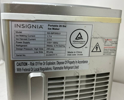 Insignia NS-IMP26SL0 Portable Bullet Ice Maker Compact Machine Auto Shut Off