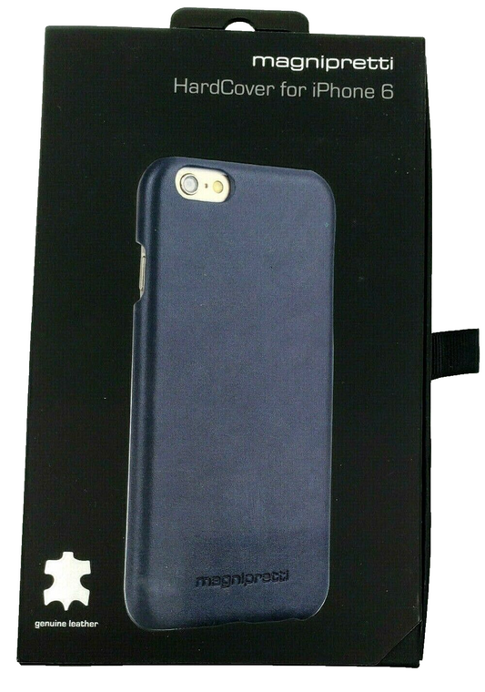 Magnipretti Luxury Hard Case for Apple iPhone 6 6S Leather Dark Blue Back Cover