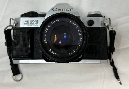 Canon AE-1 Film Camera 35mm Manual Focus SLR with 50mm 1:1.8 Lens Auto Exposure