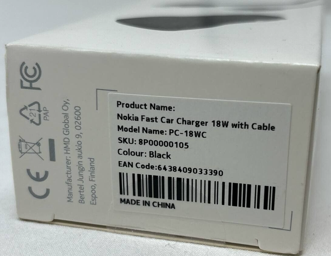 Nokia Car Fast Charger Charging USB USB-C Universal for Phones Earbuds Tablets