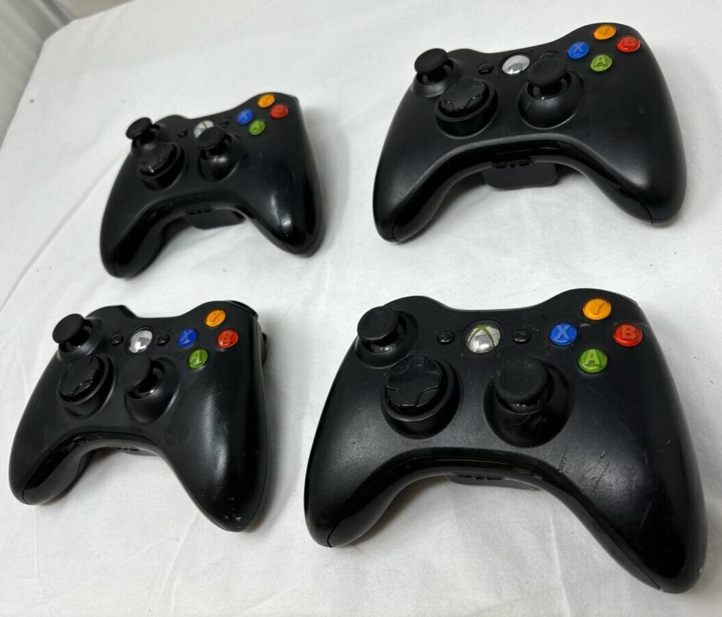 Lot of 4 Microsoft Xbox 360 Wireless Gaming Controller Gamepad Joystick READ