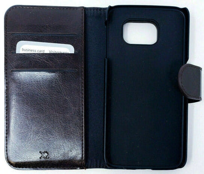 Leather Brown Xqist Wallet Case Eman for Samsung Galaxy S6 Book Folio Cover OEM