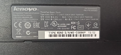 Lenovo 04W3953 ThinkPad Basic Docking Station 40A0 for L440 L450 P50s P51s T440