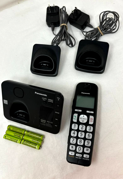 Panasonic KXTGE433B Single Line Cordless Phone Handset Answering Machine READ